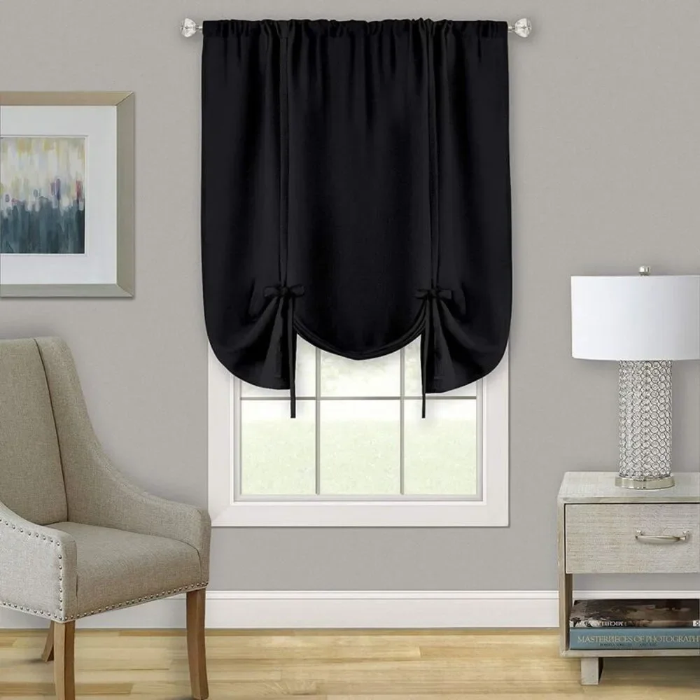 Achim Home Furnishing: Darcy Black Solid Contemporary Window Curtains: 58